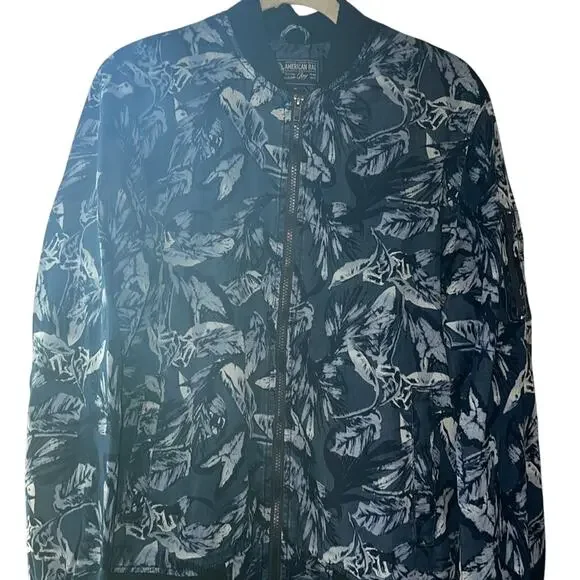 American Rag Men's Navy Blue Floral Print Bomber Jacket, Size Medium, NWT!